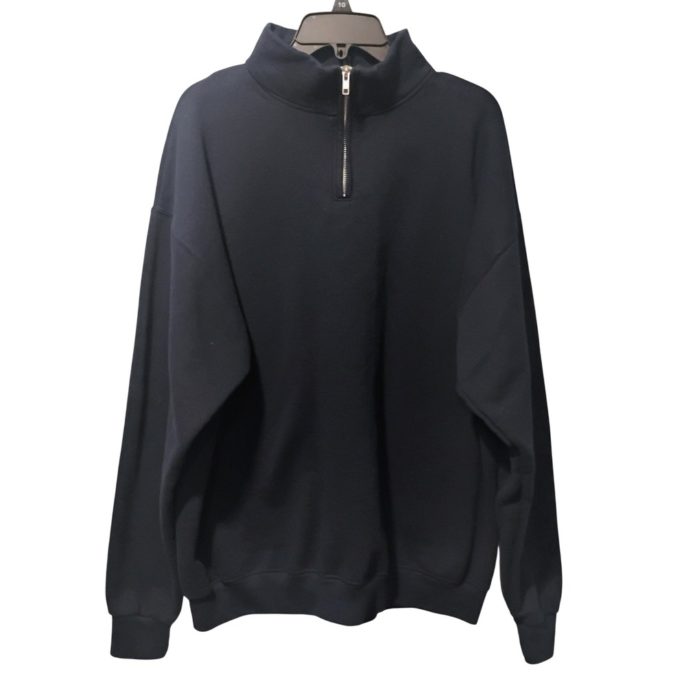 Jerzees NuBlend Quarter Zip Sweatshirt Mens XL Navy Blue Pullover Fleece